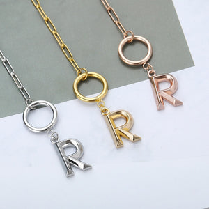 Toggle Clasp Initial Letter Necklace