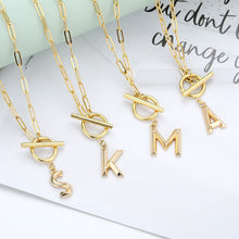 Load image into Gallery viewer, Toggle Clasp Initial Letter Necklace
