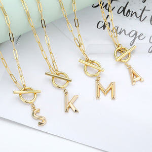 Toggle Clasp Initial Letter Necklace