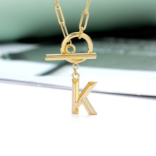 Load image into Gallery viewer, Toggle Clasp Initial Letter Necklace
