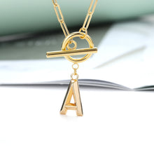 Load image into Gallery viewer, Toggle Clasp Initial Letter Necklace
