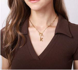 Toggle Clasp Initial Letter Necklace