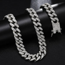 Load image into Gallery viewer, Icy Cuban Link Necklace (13mm) in White Gold
