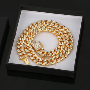 Icy Cuban Link Necklace (13mm) in Yellow Gold