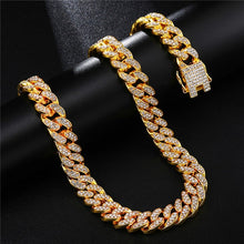 Load image into Gallery viewer, Icy Cuban Link Necklace (13mm) in Yellow Gold
