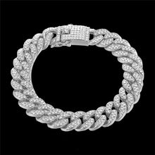 Load image into Gallery viewer, Icy Cuban Link Bracelet (13mm) in White Gold
