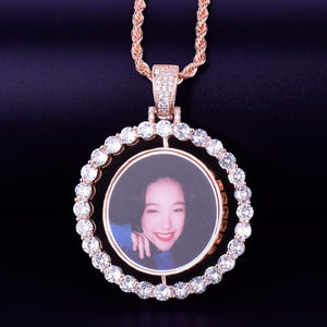 Rotating Double Sided Tennis Photo Pendant