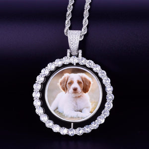 Rotating Double Sided Tennis Photo Pendant