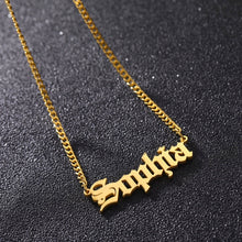 Load image into Gallery viewer, Personalised Old English Necklace on 3MM Cuban Chain
