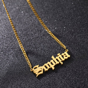 Personalised Old English Necklace on 3MM Cuban Chain