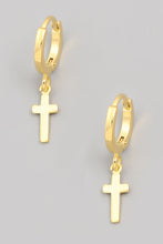 Load image into Gallery viewer, Infinity Hoop Cross Earrings
