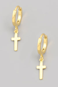 Infinity Hoop Cross Earrings