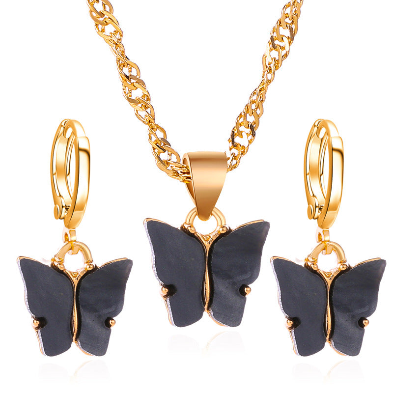 Minimal Butterfly Necklace & Earrings Set