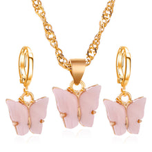 Load image into Gallery viewer, Minimal Butterfly Necklace &amp; Earrings Set
