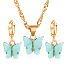 Load image into Gallery viewer, Minimal Butterfly Necklace &amp; Earrings Set
