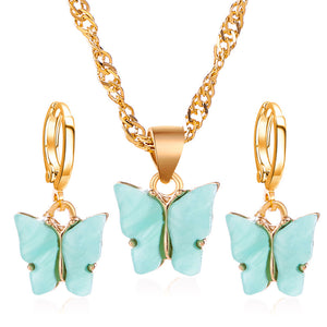 Minimal Butterfly Necklace & Earrings Set