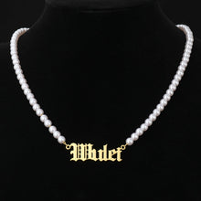 Load image into Gallery viewer, Pearl Nameplate Necklace
