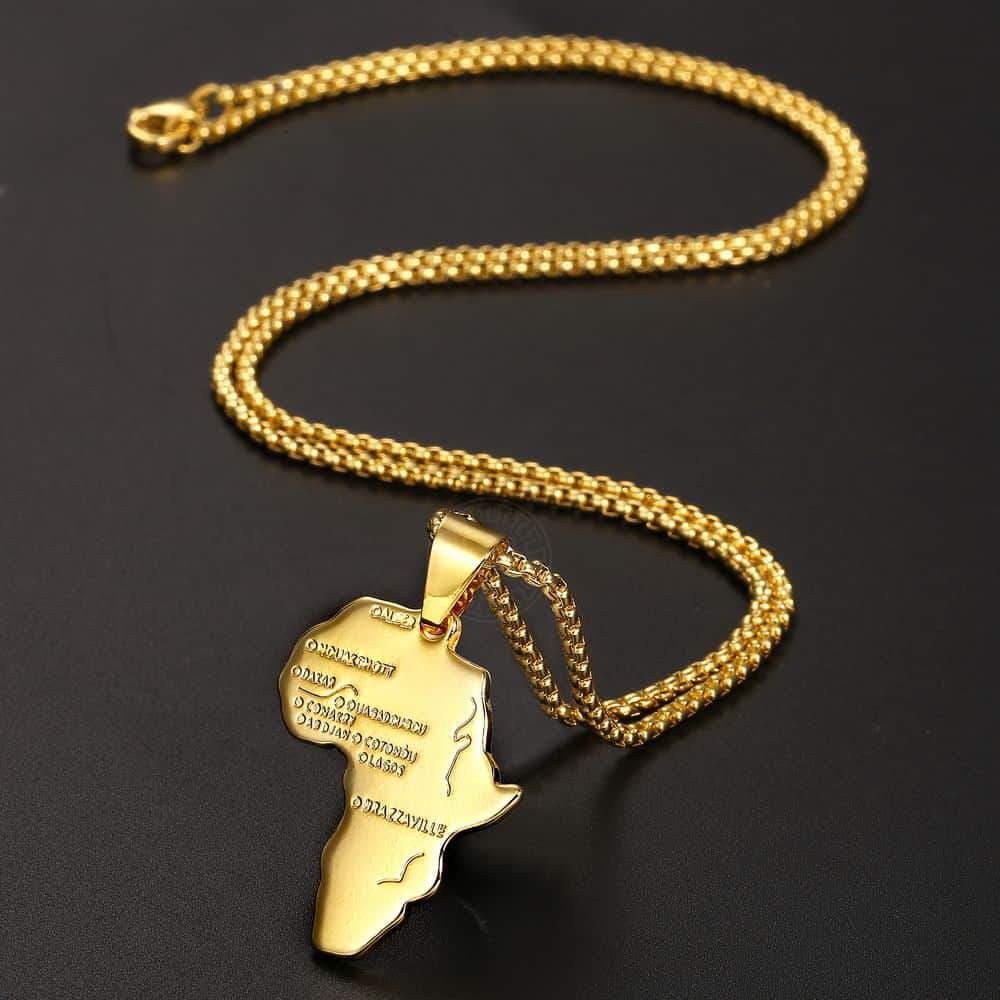 14K GOLD PLATED Africa Map Necklace