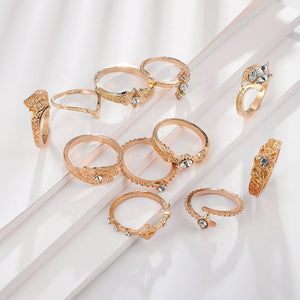 Drop Flower Hollow Cross Ring Set